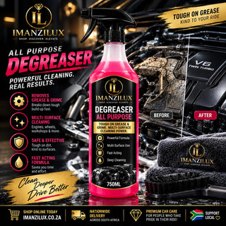 MANZILUX Complete Car Care Kit – 7-Piece Premium Detailing Bundle (Wash, Tyre Shine, Degreaser, Dash & Leather Spray, Bucket, Air Freshener & Sponge)