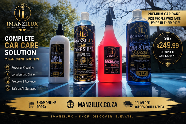 IMANZILUX Complete Car Care Kit — 4-in-1 Wash, Shine & Detail Bundle